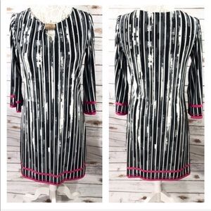 HAANI Black Gray & White Dress With Pink contrast